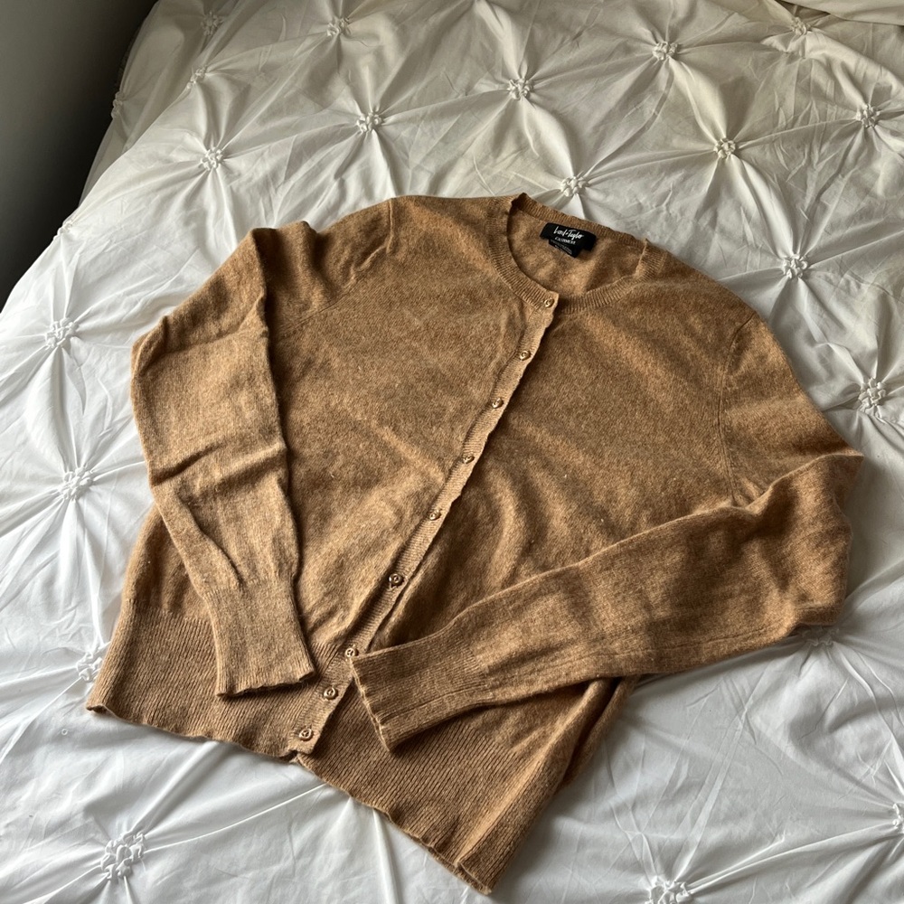 Lord & Taylor Tan Cashmere Cardigan